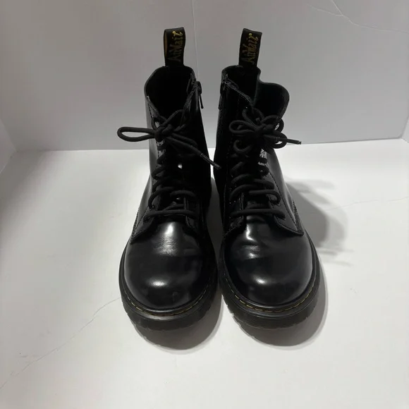 Dr Martens Kids Size 4 Pascal Bex J Black Leather Combat bootie - Picture 2 of 6